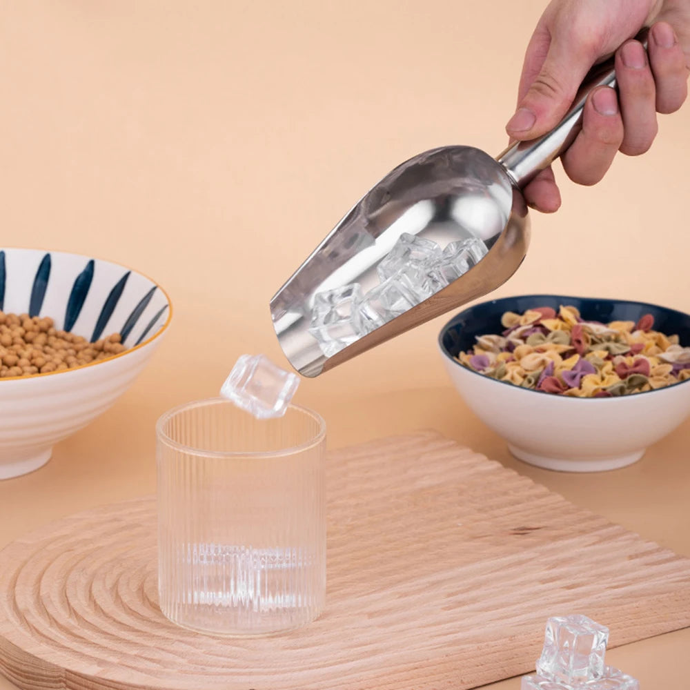 Multi functional metal ice spoon - ice bucket stainless steel small ice spoon - kitchen small tool biscuit flour pet dog food sp Peaceful Pleasures Health and Wellness