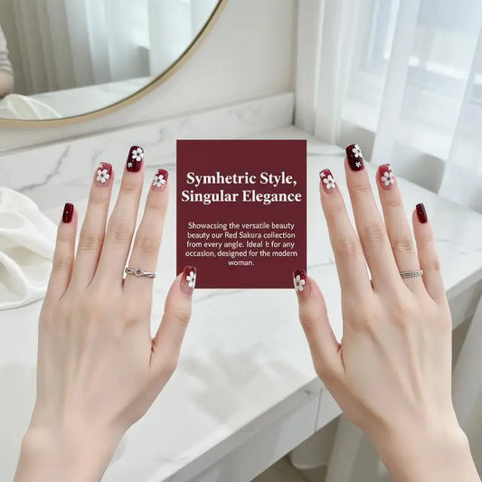 30 Pcs/Set Fake Nail Tips Red Flowers False Nails Matte Temperament Flowers Extended Nail Extensions Nail Art DIY Peaceful Pleasures Health and Wellness