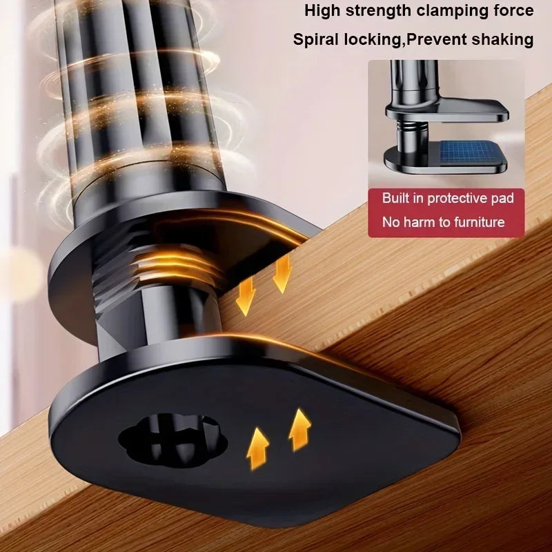 360° Tablet Holder Clamp Mount for iPad & iPhone 4.7–12.9" No Drill