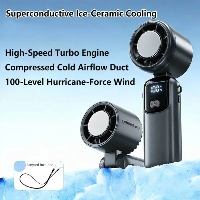 Lenovo Portable Handheld Cooling Fan 100-Speed Powerful Wind Ultra-Quiet Hanging Foldable 90° Adjustable for Office Outdoor Peaceful Pleasures Health and Wellness