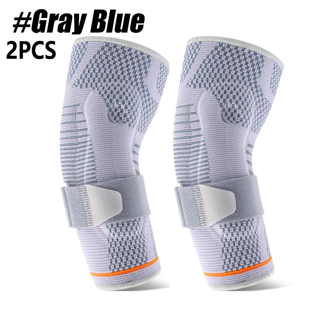 Arthritis Elbow Compression Sleeve with Strap - Adjustable Arm Support Brace with Gel Pad for Tendinitis,Golfers,Weightlifting Peaceful Pleasures Health and Wellness GrayBlue-2PCS XL