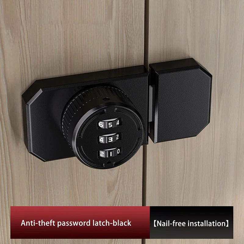 New 1 Set No-Punch Combination Door Lock 3 Digit Password Cabinet Locks With Combination Latch For Closet Door Door Peaceful Pleasures Health and Wellness Black