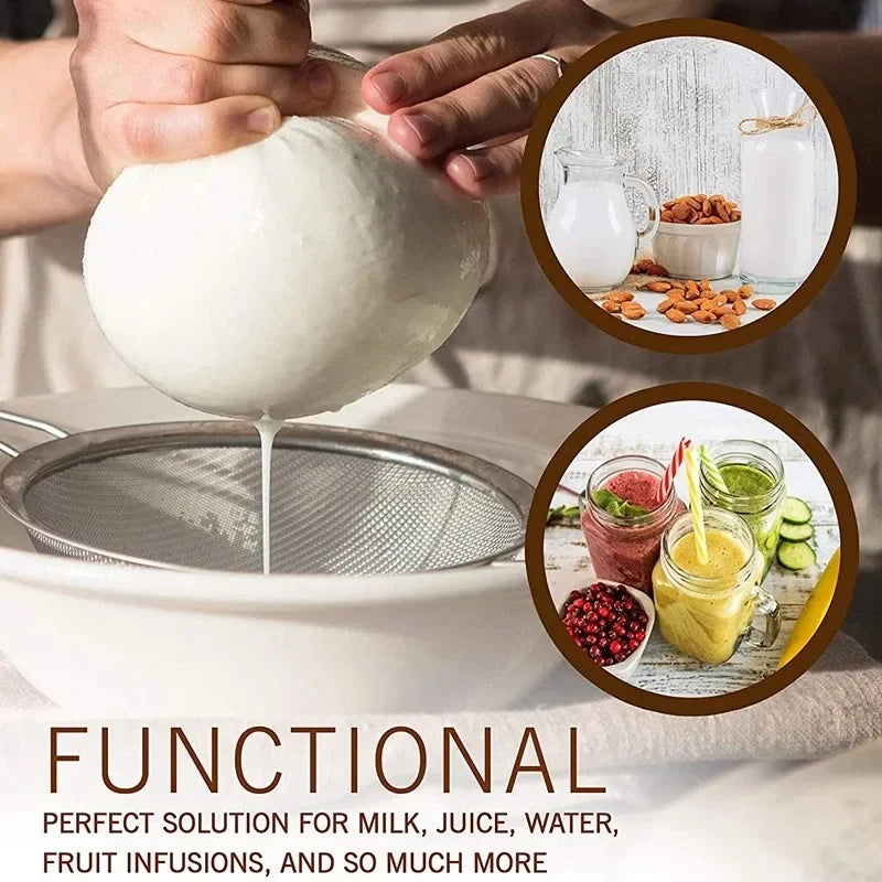 Nut Milk Bag Home Kitchen Gadgets Dish Drainer Kitchenware Reusable Unbleached Useful Things for Kitchen Dining Bar Filter Tools Peaceful Pleasures Health and Wellness