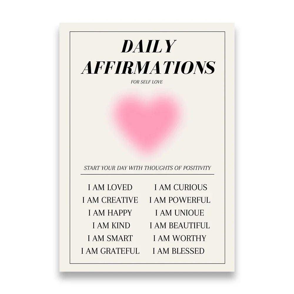 Pink Aura Spiritual Affirmation Canvas Wall Art | Nordic Print