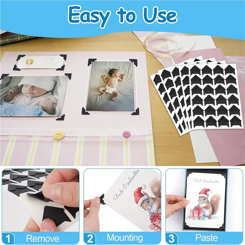 A36T-864 Pcs Photo Corners Self Adhesive, Acid Free Picture Corners For Scrapbooking, Photo Corners For DIY Scrapbooking A Peaceful Pleasures Health and Wellness