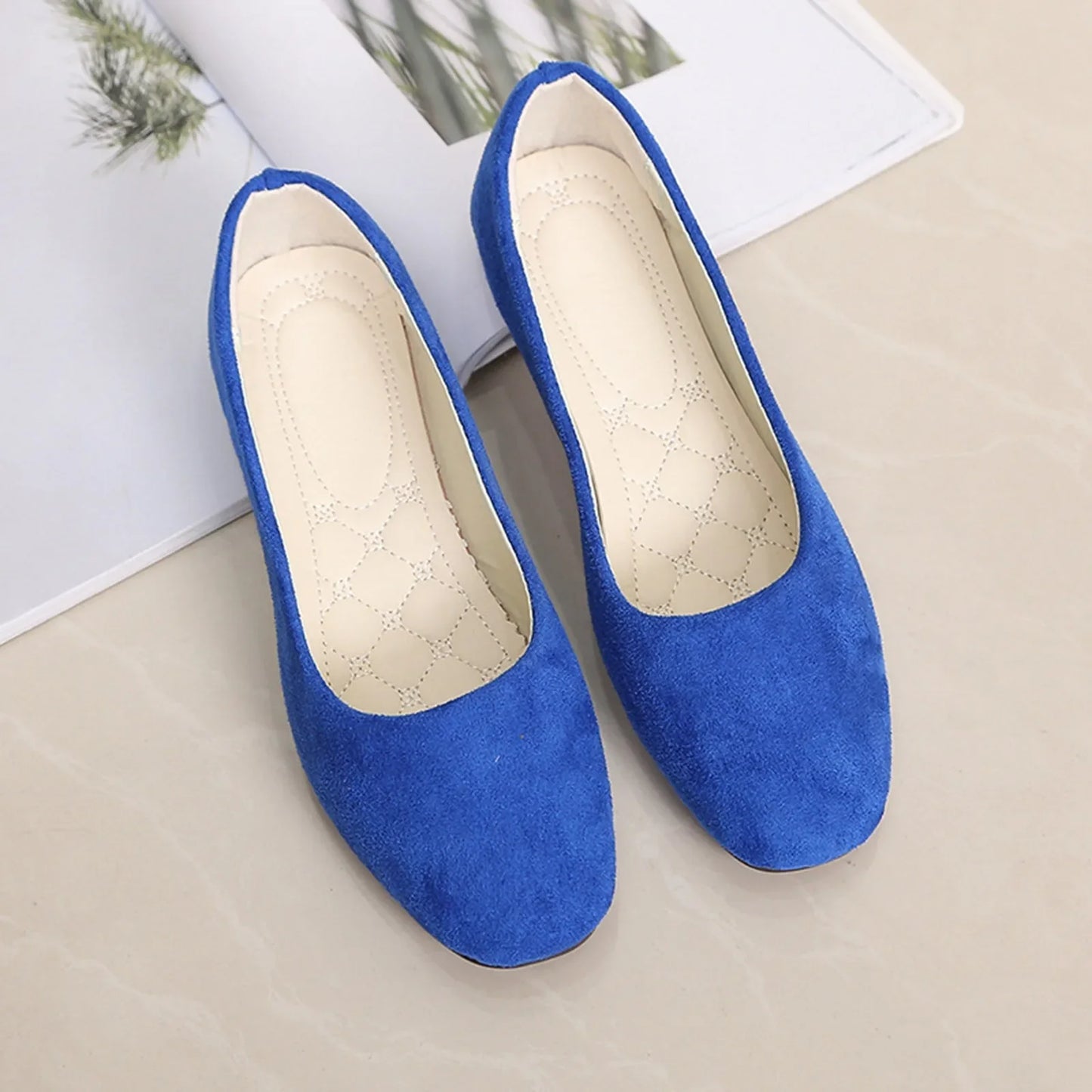 Women's Suede Ballet Flats – Slip-On Ballerina Casual Shoes