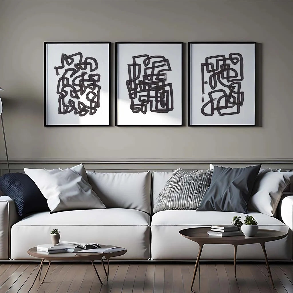 Abstract Black & White Line Art Canvas Print | Modern Wall Art Canvas Wall Art Print Peaceful Pleasures Health and Wellness