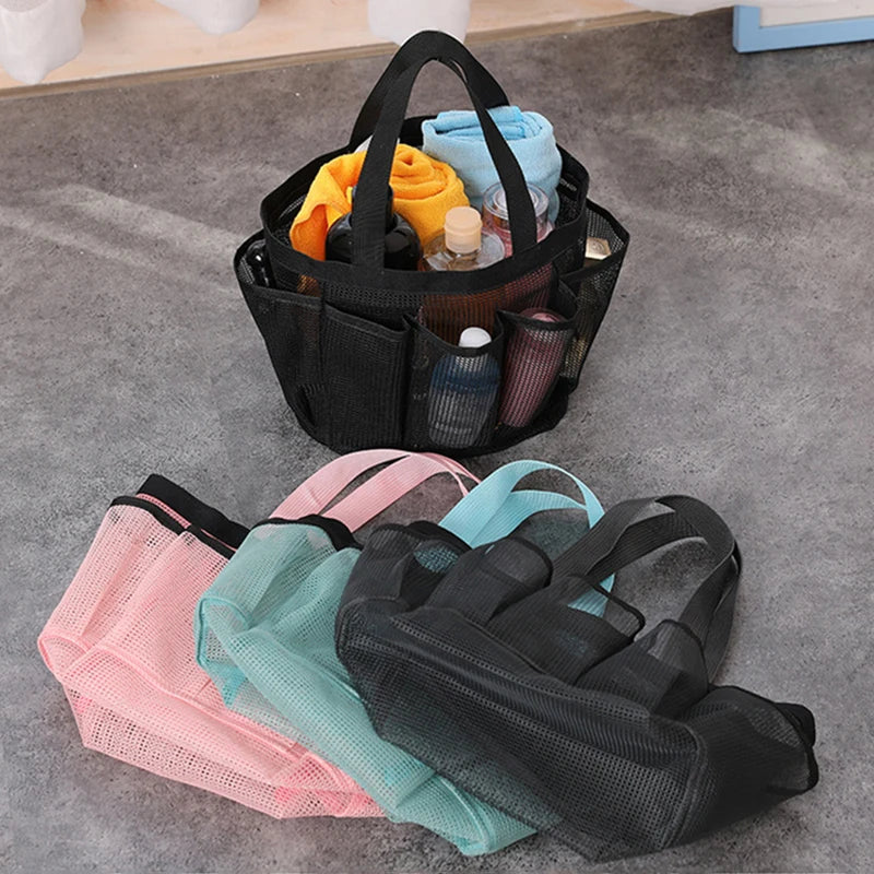 Portable Mesh Shower Caddy Tote Beach Bag Travel Storage Wash Bag Swimming Bath Bag Suitable for Outdoor Camping Quick Dry Tote Peaceful Pleasures Health and Wellness
