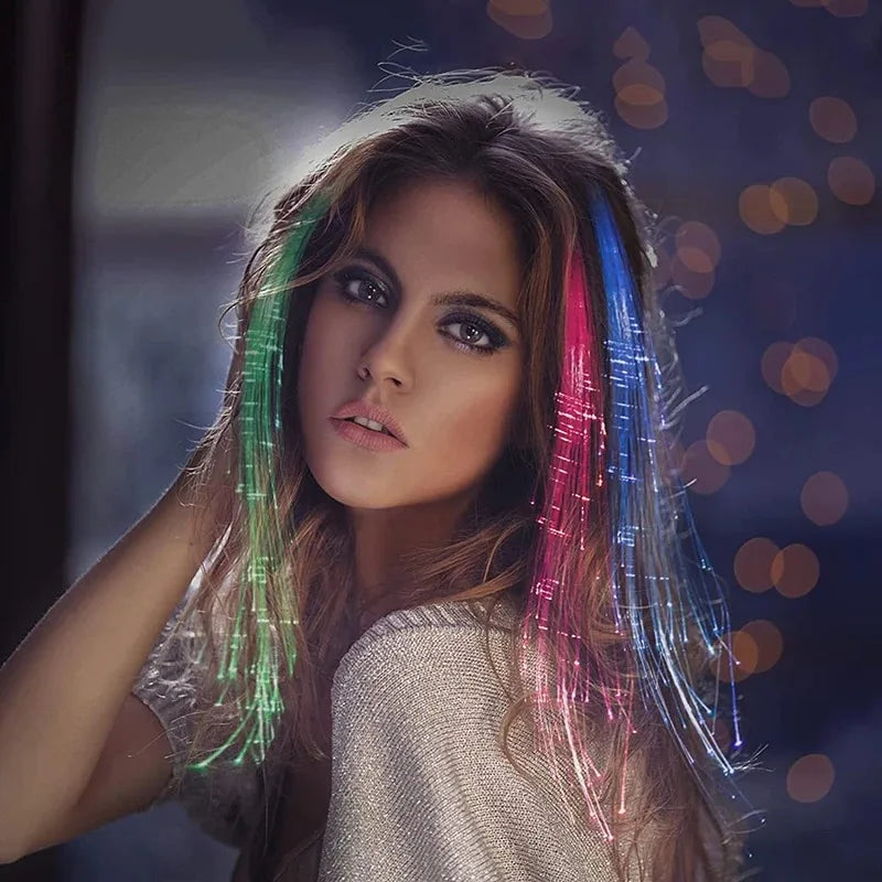LED Glow Hair Braid Neon String Lights | Halloween & Party