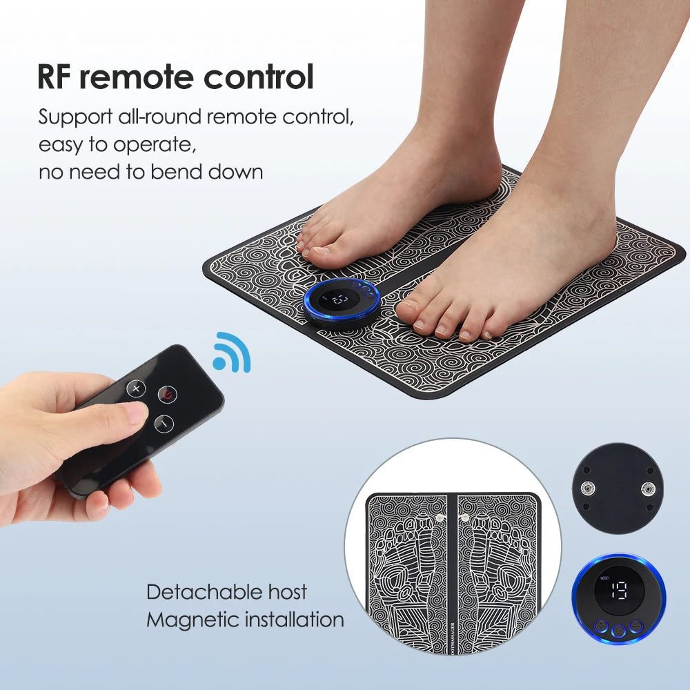 Smart EMS Massage Pad with RF Remote Improve Blood Circulation Leg Shaping Microcurrent Pulse Foot Massager Mat Acupoint Peaceful Pleasures Health and Wellness