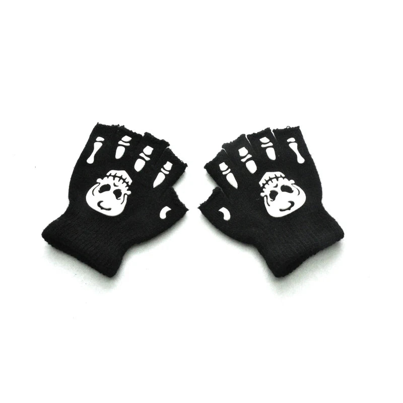 Kids Halloween Luminous Skull Winter Gloves | Ages 5–11