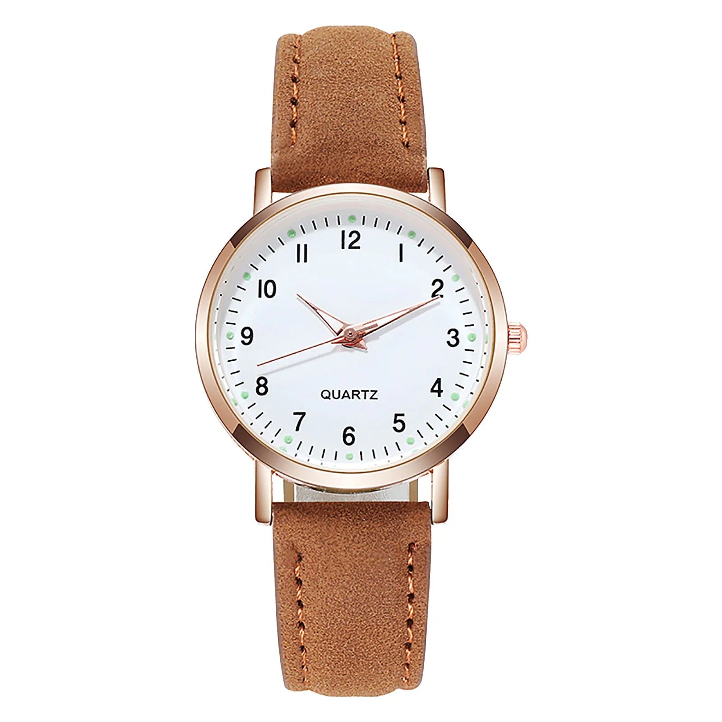 Women's Diamond Luminous Retro Quartz Watch – Leather Strap