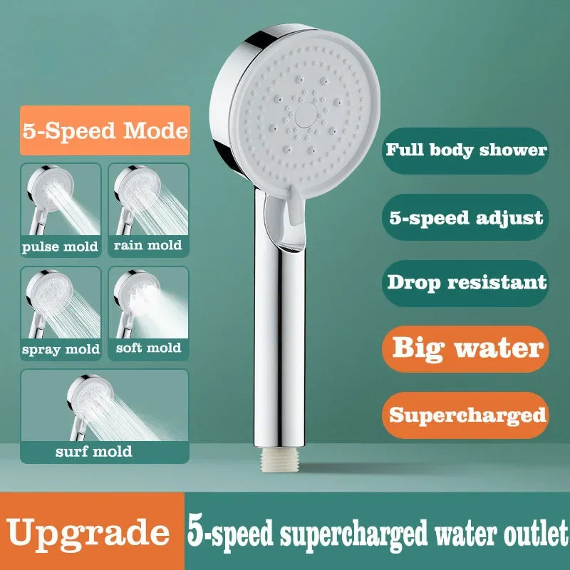 5-Mode High Pressure Water Saving Handheld Shower Head Set