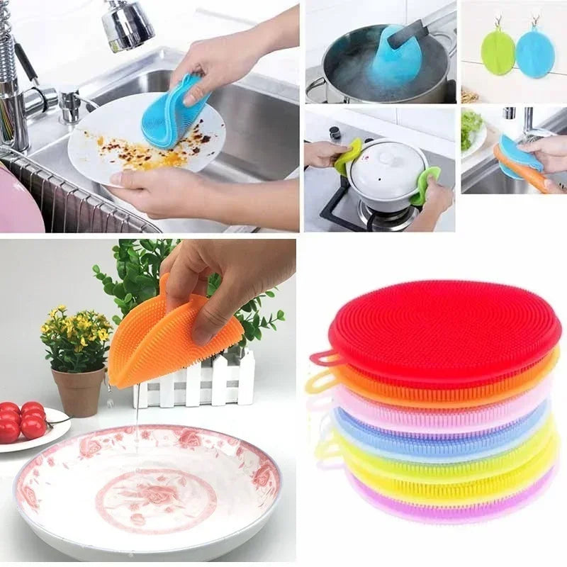 Kitchen Silicone Dish Washing Scrubber Cleaning Brush Bowl Pot