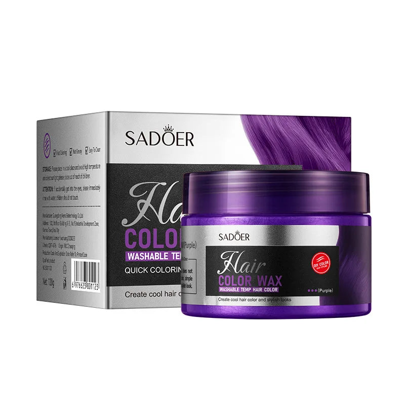 SADOER Hair Colour Wax Easy To Wash DIY Hairs Dyed Mud Long Lasting Dye for Eyebrow Beards Coloring Temporary Hair Cream Peaceful Pleasures Health and Wellness Purple