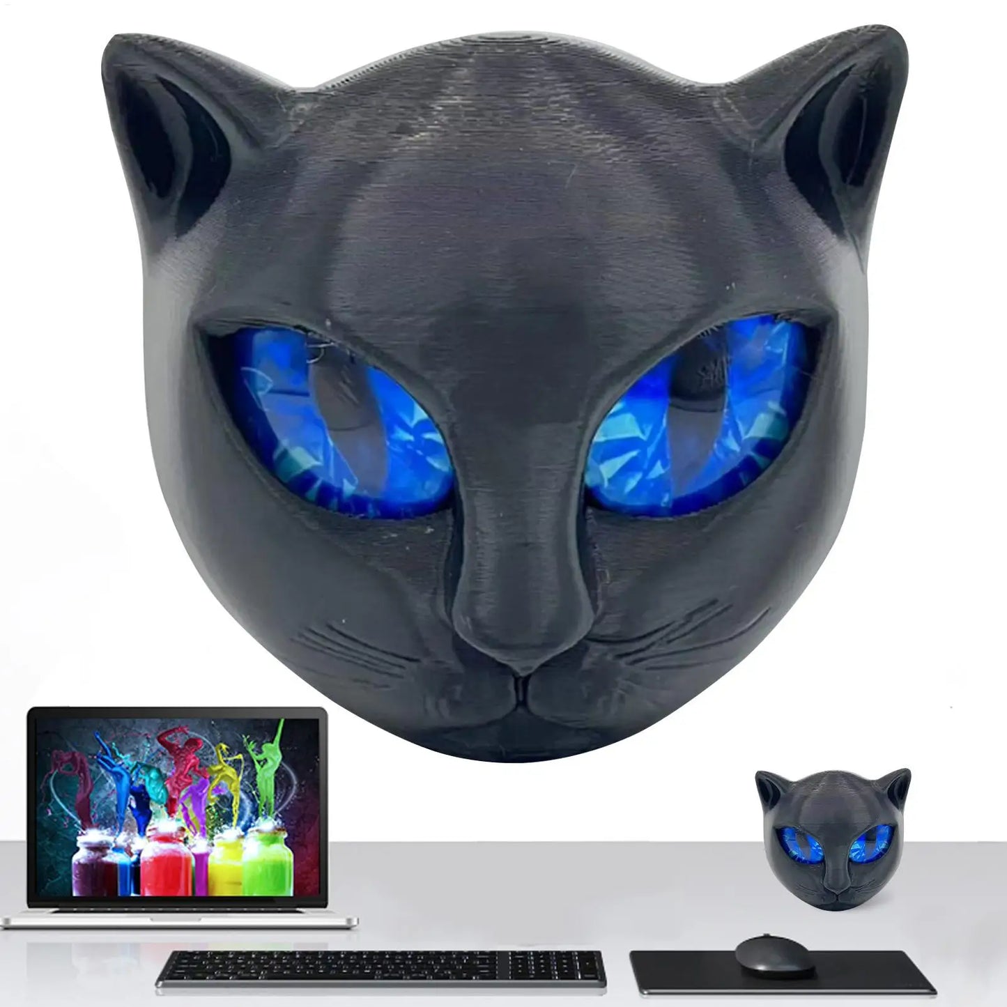 Black Cat Stone Figurine Resin Cat Head Kitten Keepsake Sculpture Desktop Decor Luxury Black Cat Statue Home Desktop Decoration Peaceful Pleasures Health and Wellness