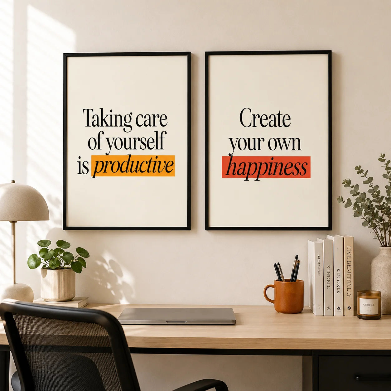 Inspirational Quotes Canvas Wall Art | Nordic Minimalist Print Canvas Wall Art Peaceful Pleasures Health and Wellness