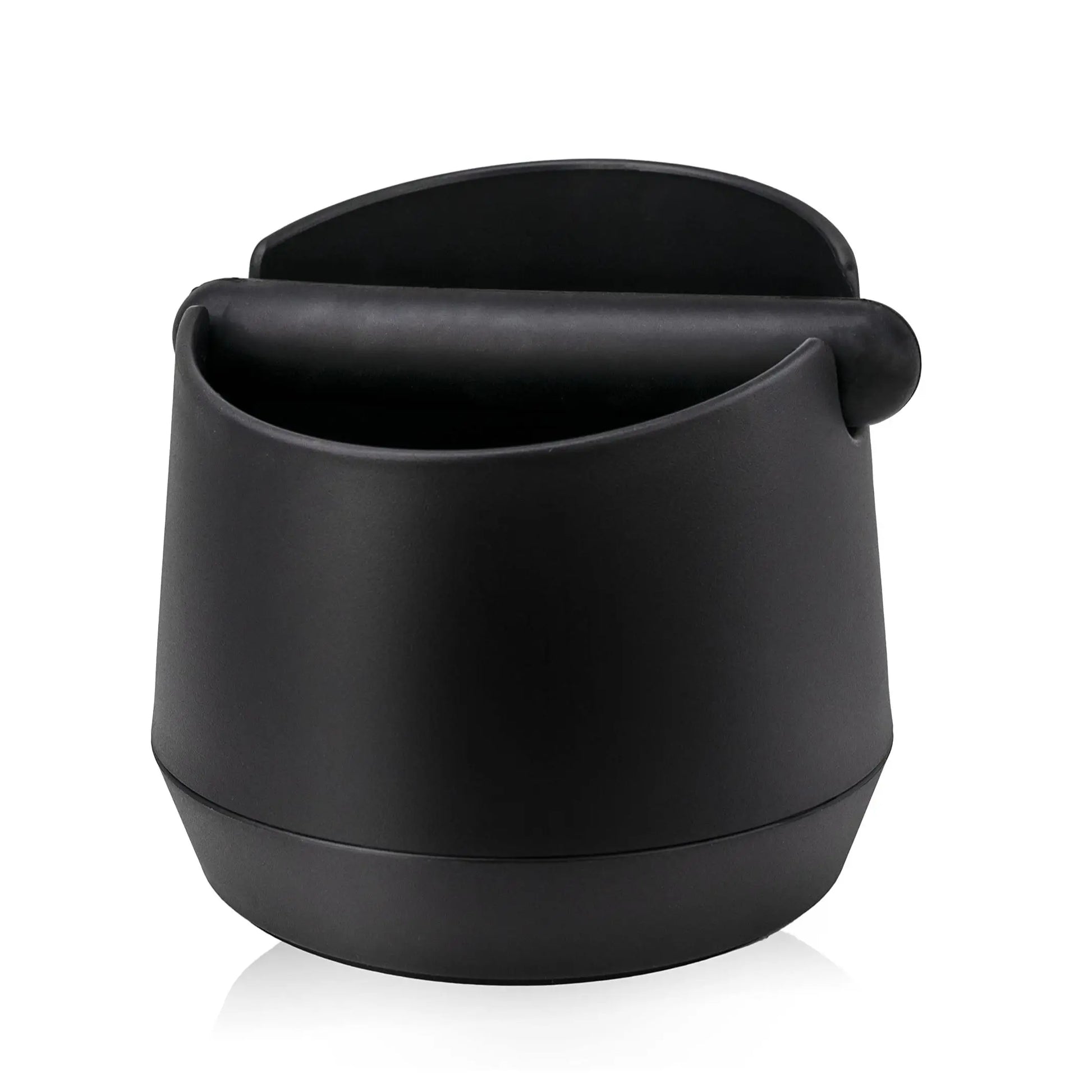 Coffee Knock Box Residue Dump Container, Non-slip Durable Barista Grinding Waste Collection Box Fat Body with Knock Bar Peaceful Pleasures Health and Wellness black