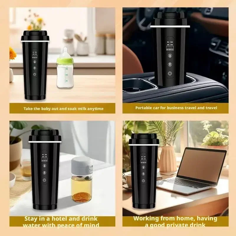500ML Large Capacity Car-Mounted Electric Heating Cup Intelligent Thermal Insulation Water Boiler Universal Car Hot Water Maker Peaceful Pleasures Health and Wellness