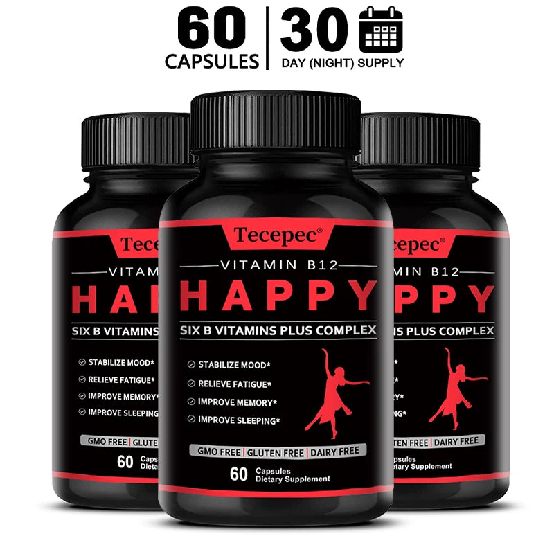 Vitamin B12 – Dietary Supplement, Supports Energy Metabolism, Mental Clarity, and Nervous System Health – Easy To Swallow Peaceful Pleasures Health and Wellness 60 count-3 bottle