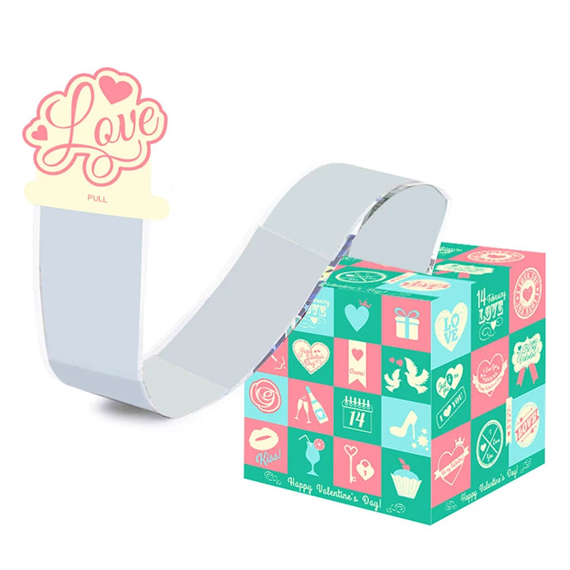 Valentine's Day Money Pull Box with Greeting Card | Pink & Red