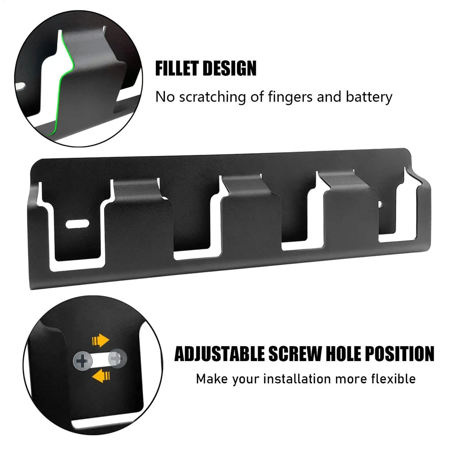 4-Slot Wall Mount 18V Battery Organizer | Heavy-Duty Steel