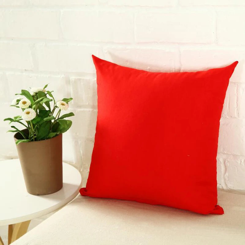 40*40cm Pillow Case Solid Color Sofa Cushion Backrest Pillowcase Family Living Room Cushion Waist Cushion Cover For Household Peaceful Pleasures Health and Wellness Red 40x40cm