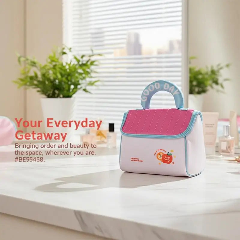 Cartoon Pattern Cute Hut Handbag Girls Large Capacity Cosmetic Organizer Portable Handheld Travel Toiletry Bag Peaceful Pleasures Health and Wellness