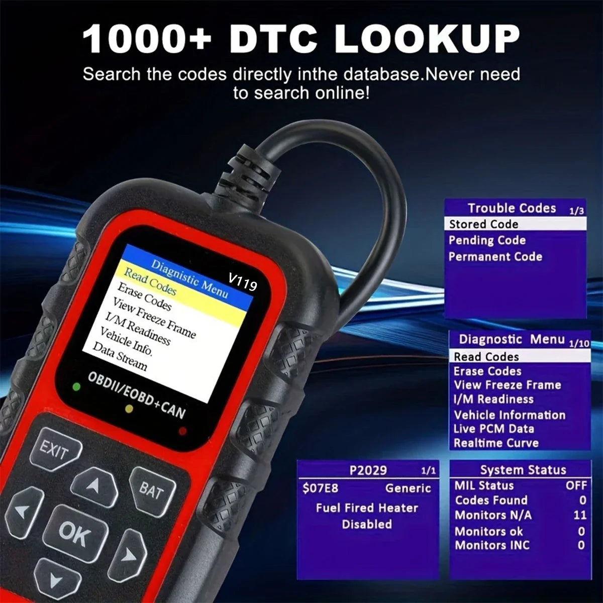 V119 OBD2 Car Diagnostic Scanner Tool – 8 Languages 2025 Peaceful Pleasures Health and Wellness