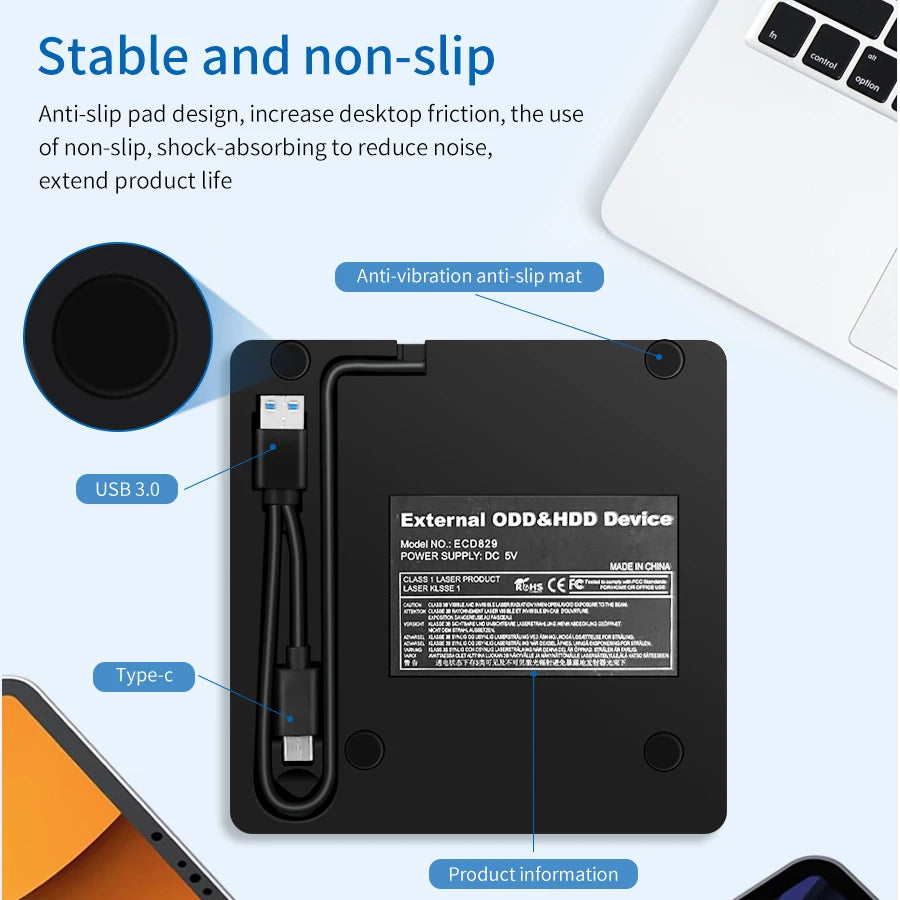 2 in 1 USB 3.0 Type C External DVD RW ROM CD Player Writer Reader Optical Drives for Laptop Desktop Computer Portable DVD Burner Peaceful Pleasures Health and Wellness