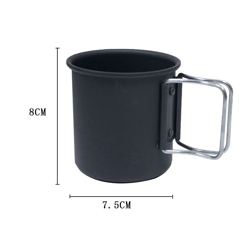 Outdoor Foldable Aluminum Camping Cup - Ultralight Portable Travel Mug for Coffee Tea Hiking Backpacking Picnic Mini Water Cup Peaceful Pleasures Health and Wellness black