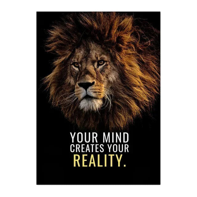 Nordic Lion Tiger Motivational Canvas Wall Art Poster Print Canvas Wall Art Peaceful Pleasures Health and Wellness