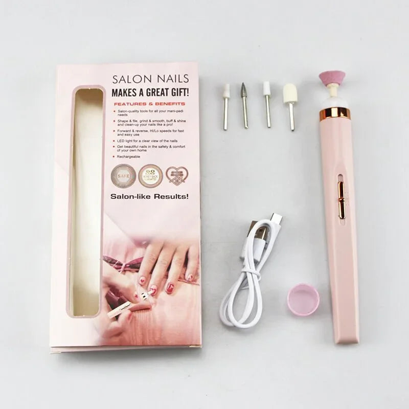 Electric Nail Grinder Nail Polishing Machine with Light Portable Mini Electric Manicure Art Pen Tools with Box for Gel Removing Peaceful Pleasures Health and Wellness