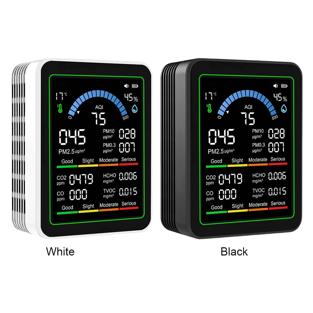 10-in-1 Air Quality Monitor | CO2, AQI, TVOC, Temp & Humidity