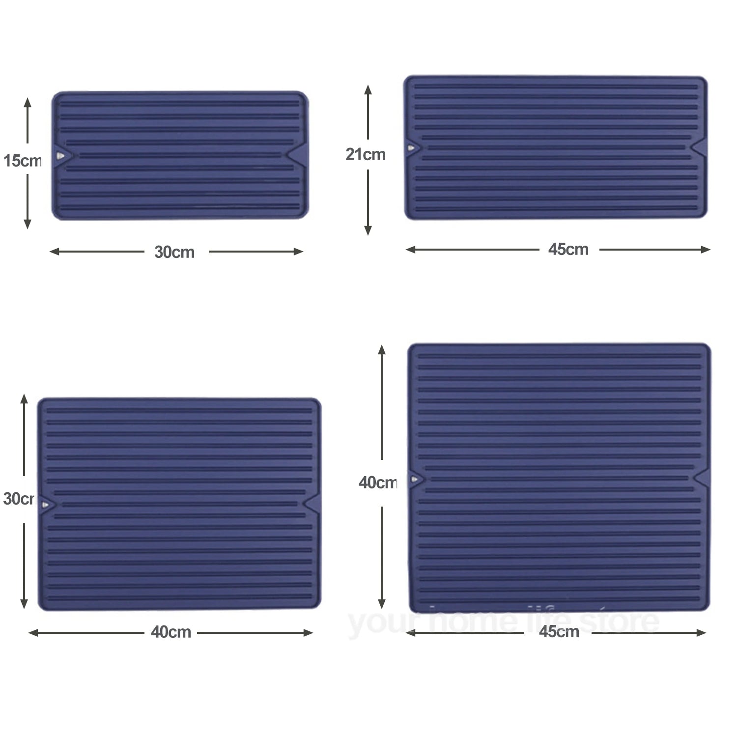 Silicone Dish Drying Mat for Kitchen Counter-Eco Friendly Food Grade Silicone Drying Mat,Easy to Clean Heat Resistant Dish Mat Peaceful Pleasures Health and Wellness Blue 45x40cm