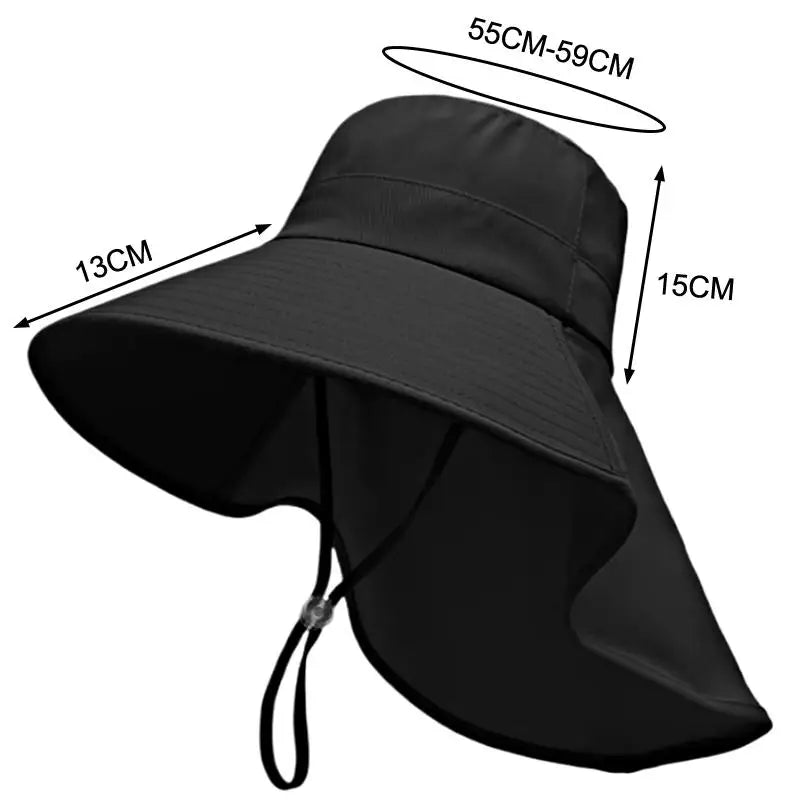 Women's Wide Brim Sun Hat UPF 50+ Neck Flap Beach Cap