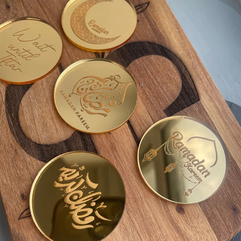 5-Pack Eid Mubarak Acrylic Cupcake Toppers | Ramadan Decor