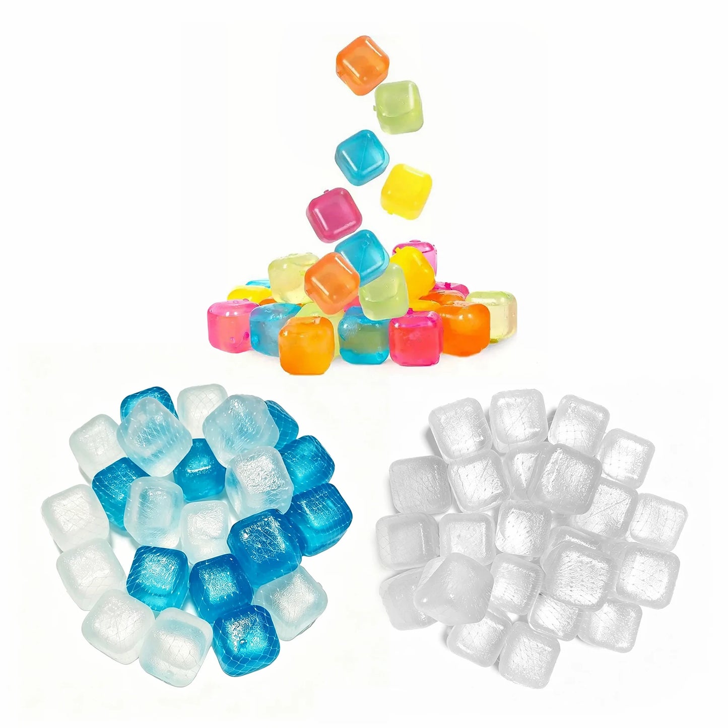 24 Pack Reusable Ice Cube Food Grade Refreezable Plastic Ice Cubes No Dilution for Pool Parties Picnic & Camping Home Bar Peaceful Pleasures Health and Wellness