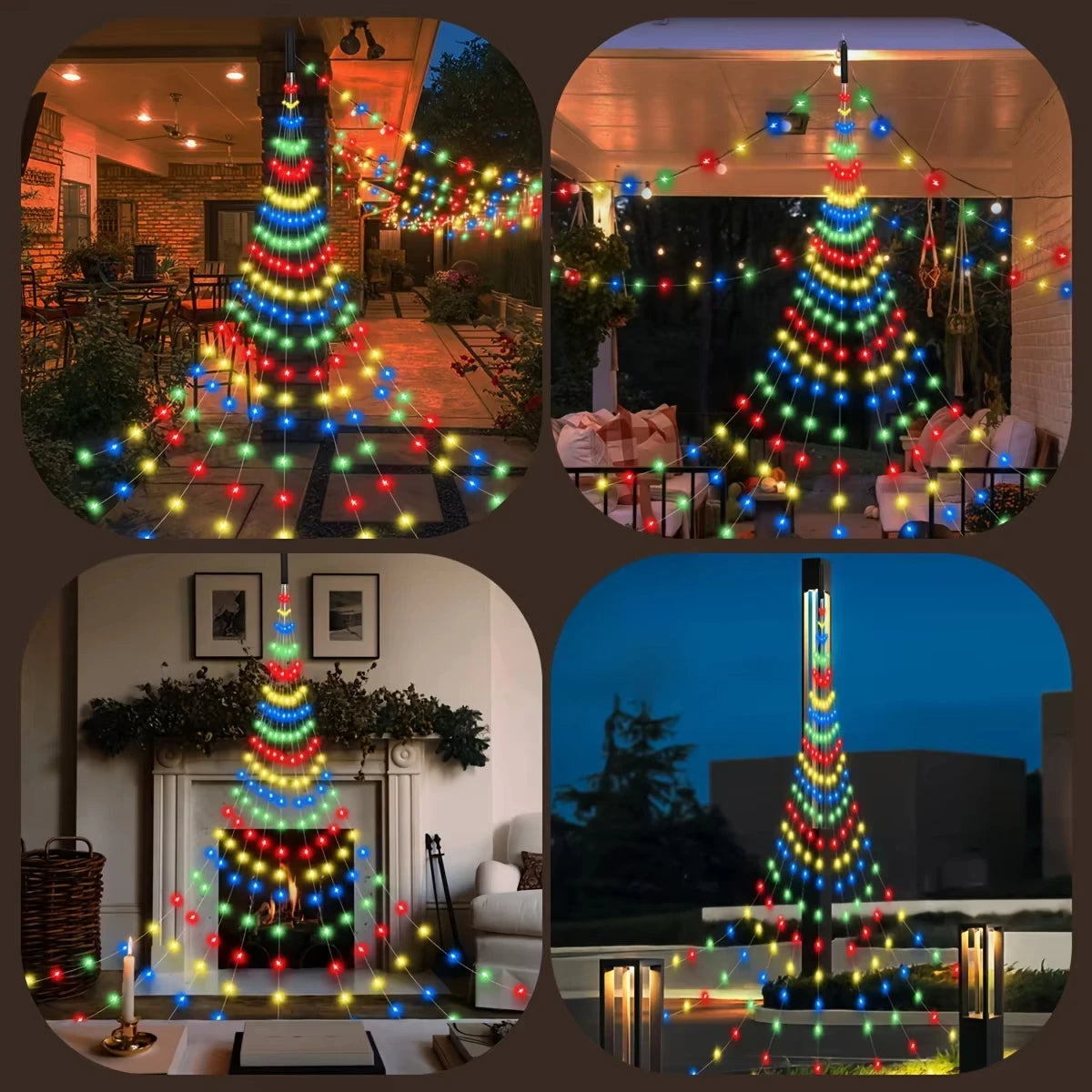 Solar Star Waterfall Fairy Lights 250 LED IP67 Outdoor & Xmas
