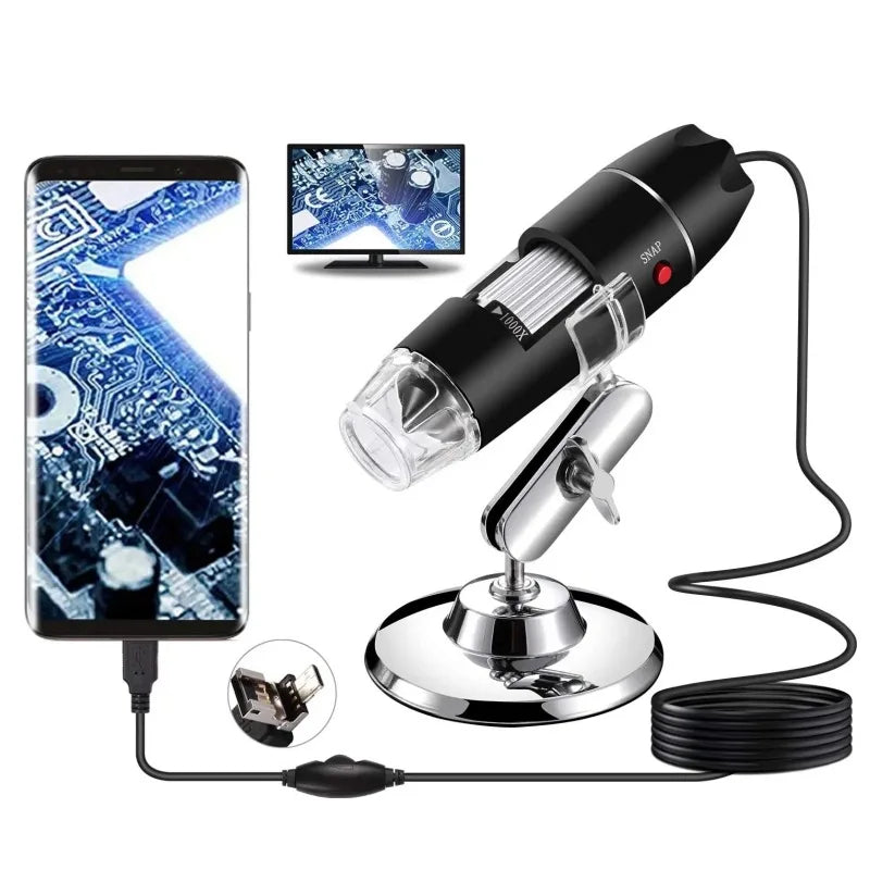 High Definition 1600X Usb 2-In-1 Electron Microscope 3-In-1 Industrial Beauty Digital Magnification Peaceful Pleasures Health and Wellness 3 in 1