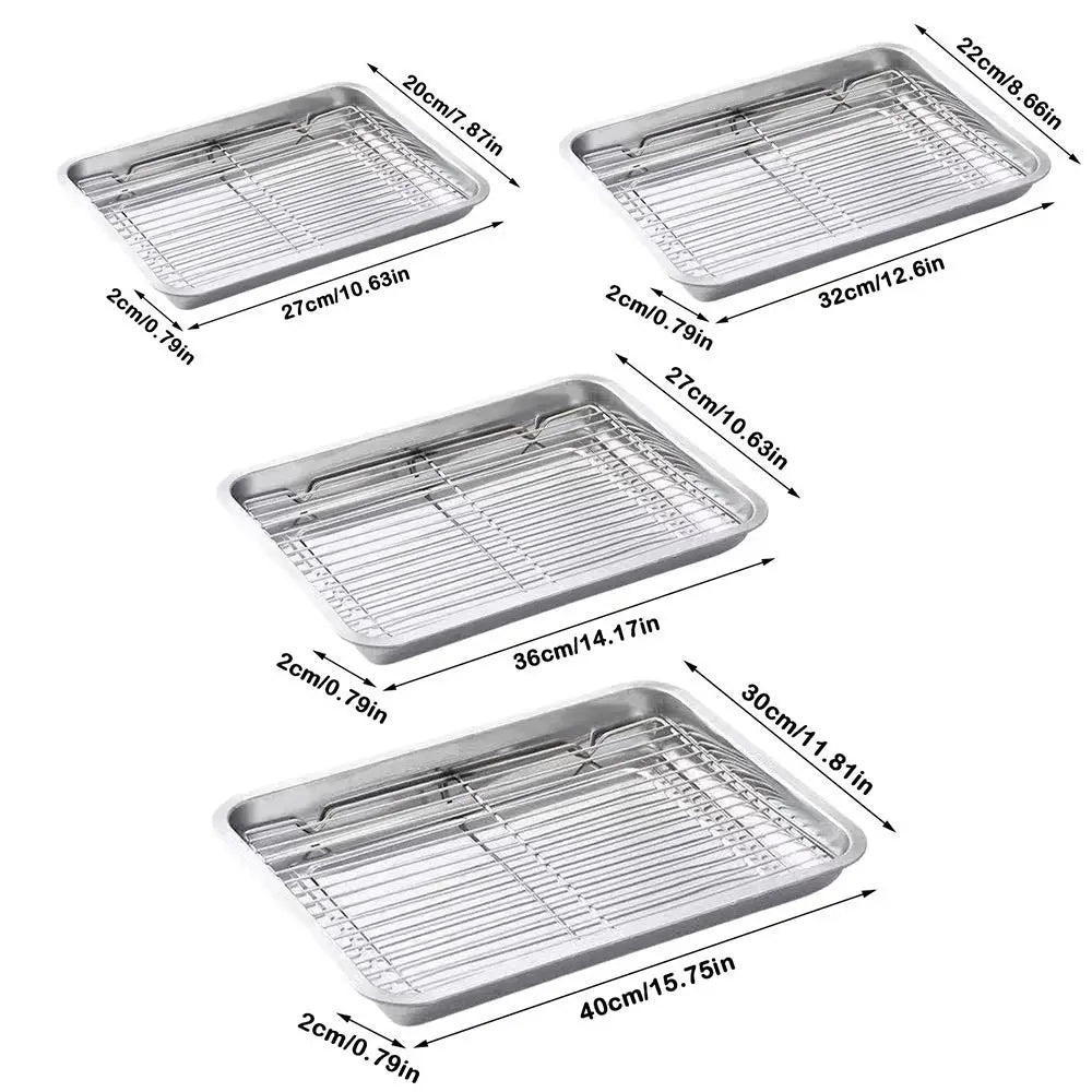 Stainless Steel Baking Pan with Cooling Rack | 4 Sizes