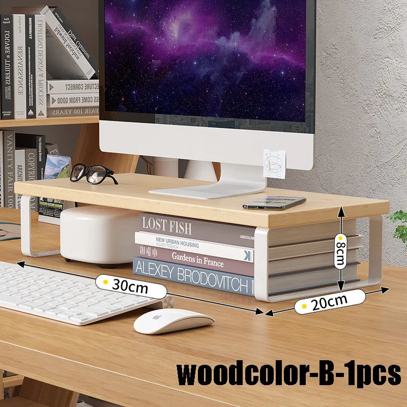 Monitor Stand Desk Organizer Shelf – Iron Riser Storage Rack