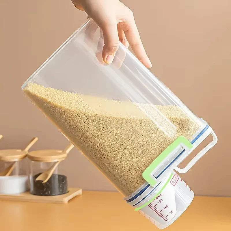 Sealed Rice & Grain Storage Bucket with Measuring Cup – 2KG