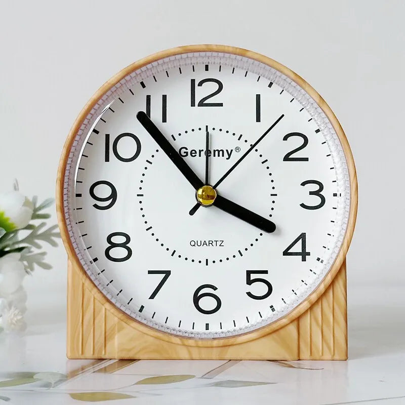 Simple retro imitation wood grain alarm clock - home desktop square clock ornament - student large digit bedside clock Peaceful Pleasures Health and Wellness F