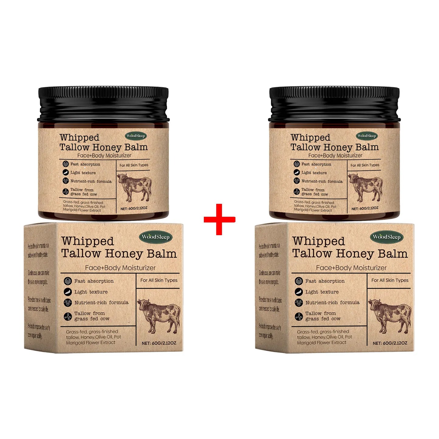 Whipped Beef Tallow & Honey Face Body Cream | WOODSLEEP 60g