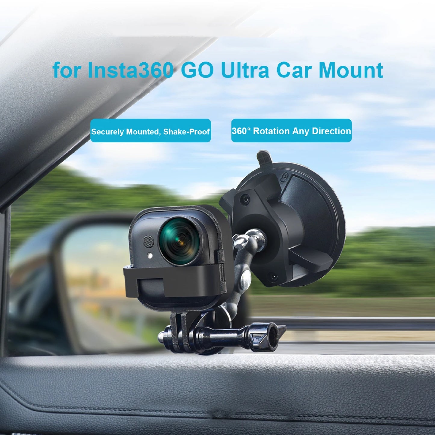 Multi-Surface Compatibility Stable Under Load Suitable For Insta360 Go Ultra Camera Vehicle Suction Cup Mount Accessory Peaceful Pleasures Health and Wellness