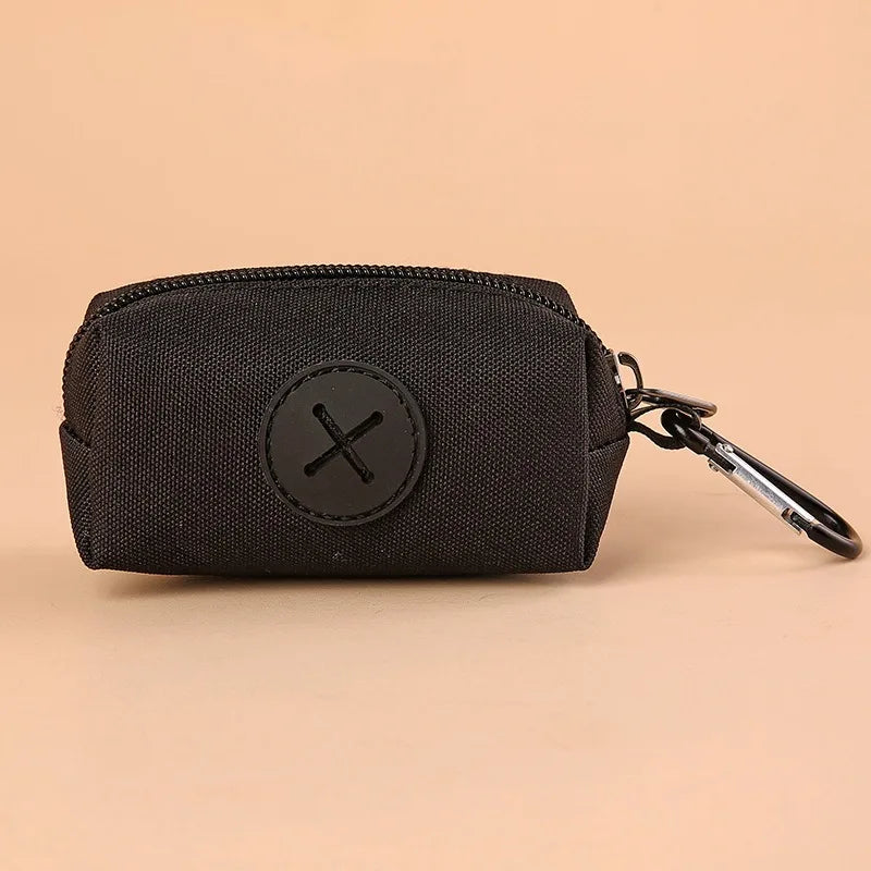 Canvas Dog Poop Bag Dispenser with Carabiner Clip Pet Waste Dispenser Peaceful Pleasures Health and Wellness black