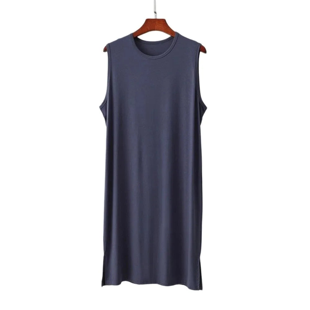 Men's Loose Modal Sleep Dress | Soft Knee-Length Night Robe Men's Sleep Dress Peaceful Pleasures Health and Wellness Dark Grey XL