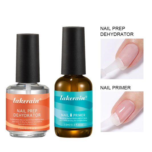 2Pcs 15ml Nail Primer Fast Air Dry Prep Dehydrator For Nail Soak Off Base Primer Gel First Nails Gel for Manicure Tools Peaceful Pleasures Health and Wellness 1 set