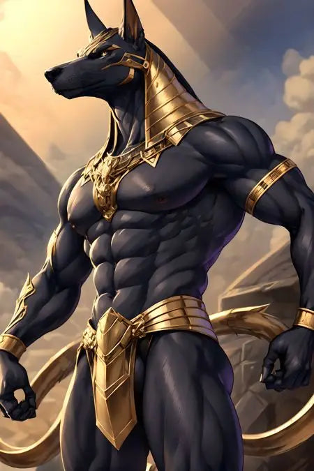 Ancient Egyptian Fantasy Mythology The God Anubis Golden Portrait Posters Print Canvas Painting Wall Art Picture Room Home Decor Peaceful Pleasures Health and Wellness 2 20x30cm Unframed
